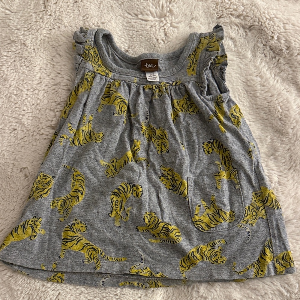 Tea Collection Kids baby swing dress with Yellow Tiger Print